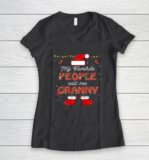 My Favorite People Call Me Granny Thanksgiving Christmas Women's V-Neck T-Shirt 4
