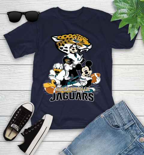 NFL Jacksonville Jaguars Mickey Mouse Donald Duck Goofy Football Shirt Youth T-Shirt 2