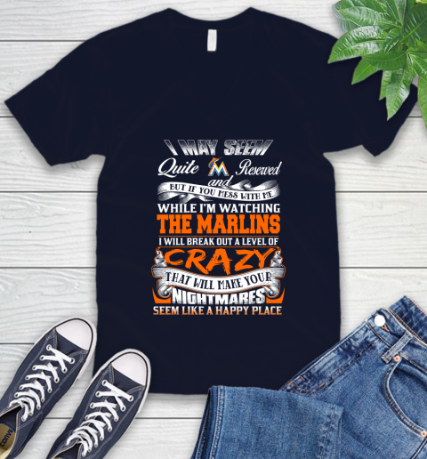 Miami Marlins MLB Baseball Don't Mess With Me While I'm Watching My Team V-Neck T-Shirt 2