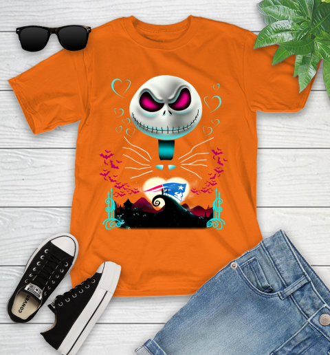 NFL New England Patriots Jack Skellington Sally The Nightmare Before Christmas Football Youth T-Shirt 9