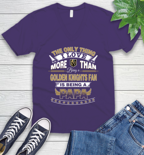 NHL The Only Thing I Love More Than Being A Vegas Golden Knights Fan Is Being A Papa Hockey V-Neck T-Shirt 9