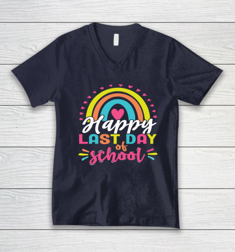 Happy Last Day of School Teacher Student Graduation V-Neck T-Shirt 2
