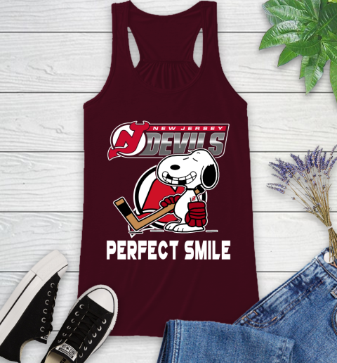 NHL New Jersey Devils Snoopy Perfect Smile The Peanuts Movie Hockey T Shirt Racerback Tank 2