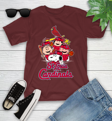 MLB St.Louis Cardinals Snoopy Charlie Brown Woodstock The Peanuts Movie Baseball T Shirt_000 Youth T-Shirt 14