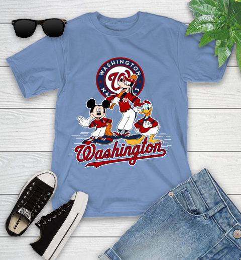 MLB Washington Nationals Mickey Mouse Donald Duck Goofy Baseball T Shirt Youth T-Shirt 15