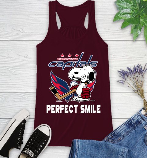 NHL Washington Capitals Snoopy Perfect Smile The Peanuts Movie Hockey T Shirt Racerback Tank 2