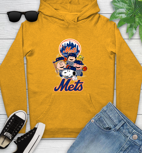 MLB New York Mets Snoopy Charlie Brown Woodstock The Peanuts Movie Baseball T Shirt Youth Hoodie 2