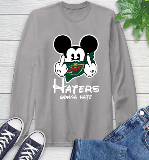 NHL Minnesota Wild Haters Gonna Hate Mickey Mouse Disney Hockey T Shirt Long Sleeve T-Shirt 6