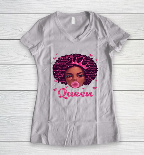 Black Girl, Women Shirt Juneteenth Black Queen Afro Melanin Girl Magic Women's V-Neck T-Shirt