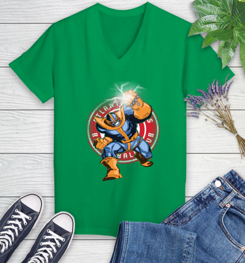 Atlanta Hawks NBA Basketball Thanos Avengers Infinity War Marvel Women's V-Neck T-Shirt 5