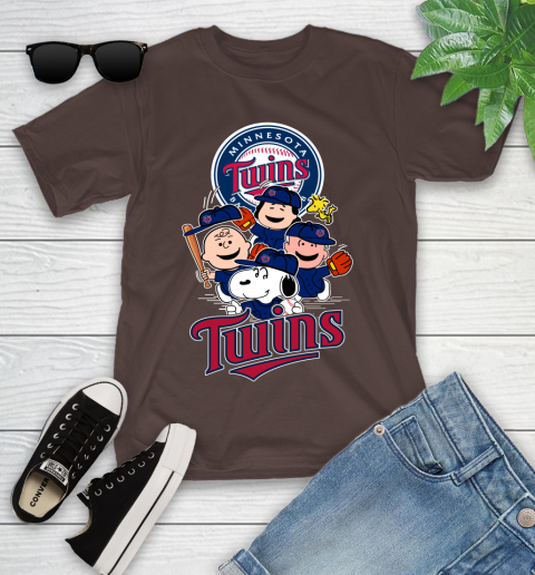 MLB Minnesota Twins Snoopy Charlie Brown Woodstock The Peanuts Movie Baseball T Shirt_000 Youth T-Shirt 7