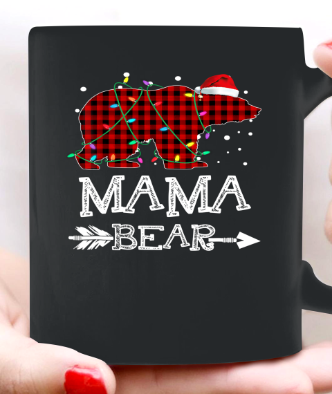 Mama Bear Christmas Pajama Red Plaid Leopard Ceramic Mug 11oz