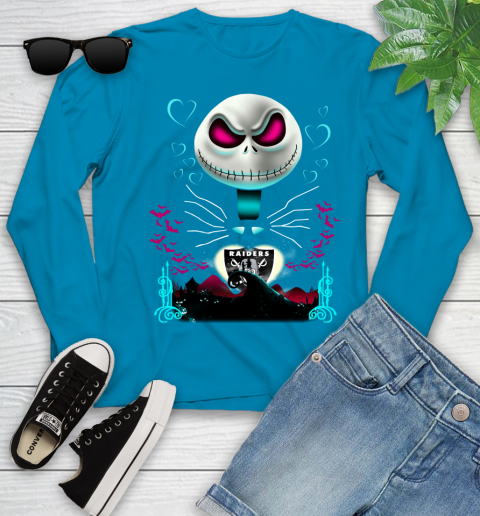 NFL Oakland Raiders Jack Skellington Sally The Nightmare Before Christmas Football Youth Long Sleeve 8