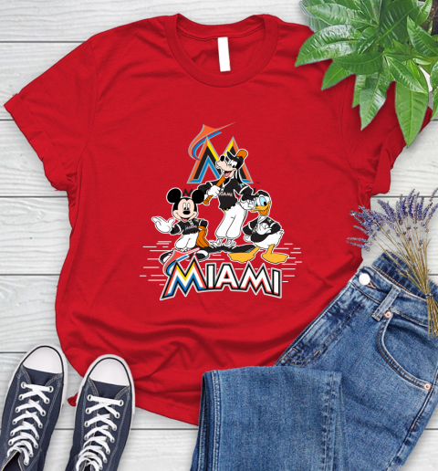 MLB Miami Marlins Mickey Mouse Donald Duck Goofy Baseball T Shirt Women's T-Shirt 13