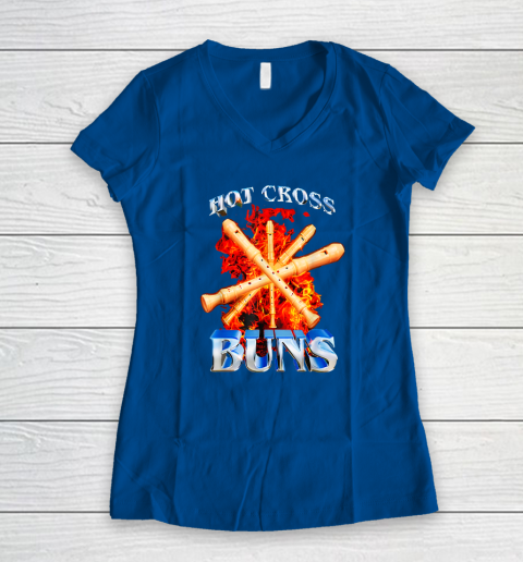 Hot Cross Buns Funny Women's V-Neck T-Shirt 5
