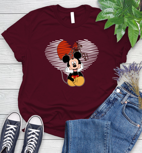 NFL Cleveland Browns The Heart Mickey Mouse Disney Football T Shirt_000 Women's T-Shirt 7