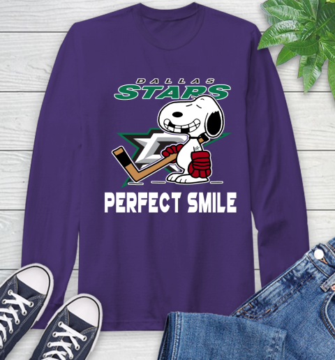 NHL Dallas Stars Snoopy Perfect Smile The Peanuts Movie Hockey T Shirt Long Sleeve T-Shirt 5