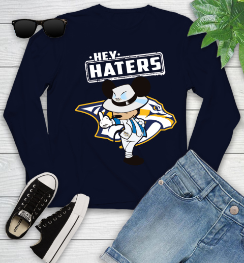 NHL Hey Haters Mickey Hockey Sports Nashville Predators Youth Long Sleeve 2