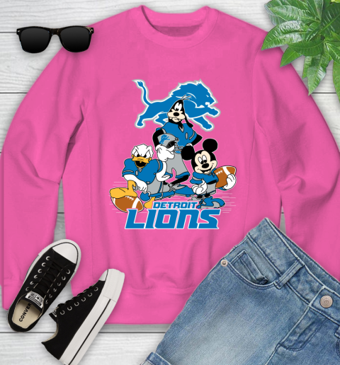 NFL Detroit Lions Mickey Mouse Donald Duck Goofy Football Shirt Youth Sweatshirt 6