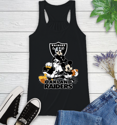 NFL Oakland Raiders Mickey Mouse Donald Duck Goofy Football Shirt Racerback Tank