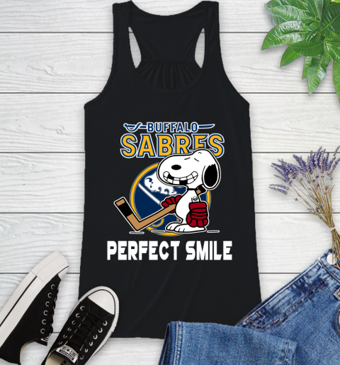 NHL Buffalo Sabres Snoopy Perfect Smile The Peanuts Movie Hockey T Shirt Racerback Tank