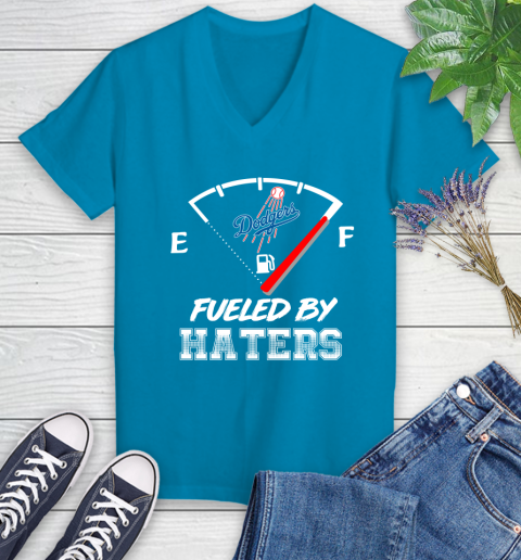 Los Angeles Dodgers MLB Baseball Fueled By Haters Sports Women's V-Neck T-Shirt 7