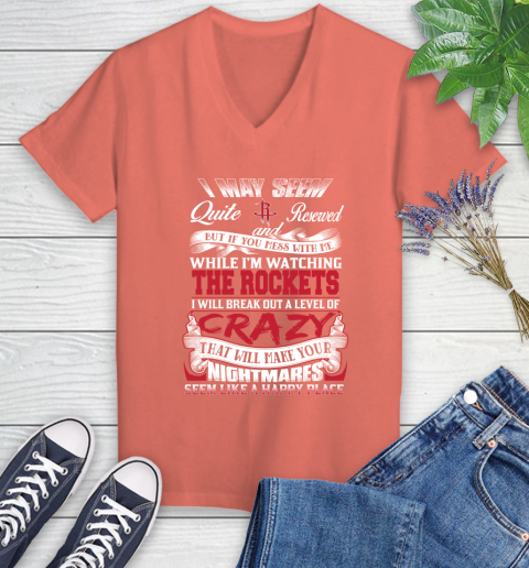 Houston Rockets NBA Basketball Don't Mess With Me While I'm Watching My Team Women's V-Neck T-Shirt 7 Houston Rockets NBA Basketball Don't Mess With Me While I'm Watching My Team Women's V-Neck T-Shirt - Image 7