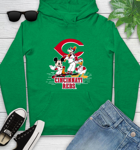 MLB Cincinnati Reds Mickey Mouse Donald Duck Goofy Baseball T Shirt Youth Hoodie 9