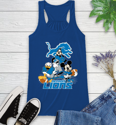 NFL Detroit Lions Mickey Mouse Donald Duck Goofy Football Shirt Racerback Tank 8