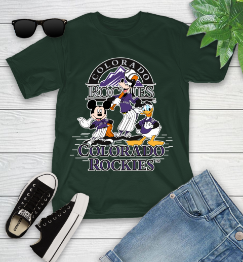 MLB Colorado Rockies Mickey Mouse Donald Duck Goofy Baseball T Shirt Youth T-Shirt 5