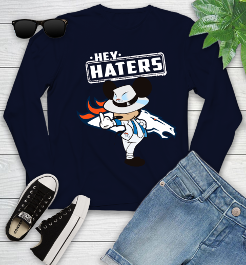 NFL Hey Haters Mickey Football Sports Denver Broncos Youth Long Sleeve 2