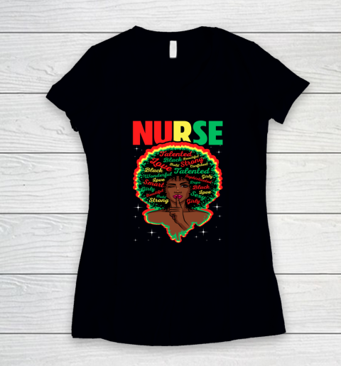 Black Girl, Women Shirt Proud Juneteenth Nurse Black History Month Girl Women's V-Neck T-Shirt