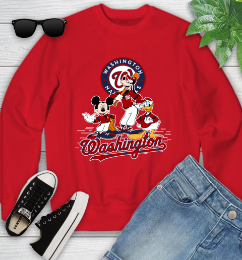 MLB Washington Nationals Mickey Mouse Donald Duck Goofy Baseball T Shirt Youth Sweatshirt 8