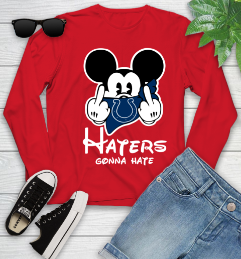 NFL Indianapolis Colts Haters Gonna Hate Mickey Mouse Disney Football T Shirt Youth Long Sleeve 11