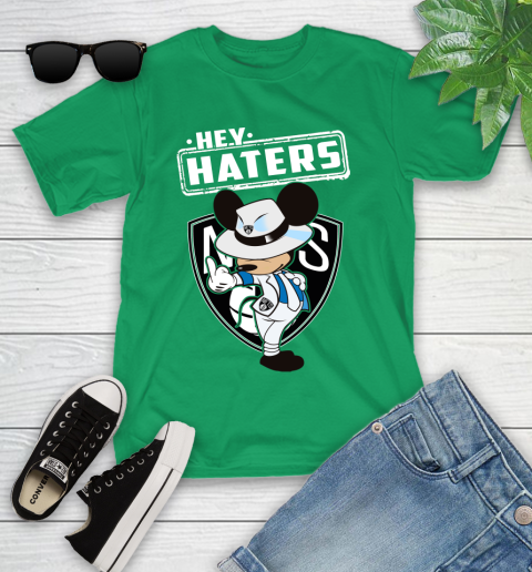 NBA Hey Haters Mickey Basketball Sports Brooklyn Nets Youth T-Shirt 8