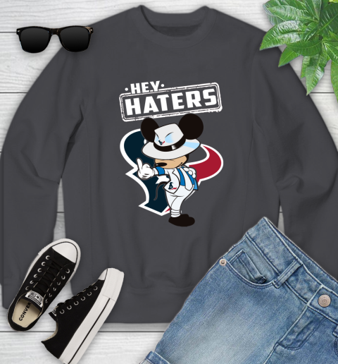 NFL Hey Haters Mickey Football Sports Houston Texans Youth Sweatshirt 5
