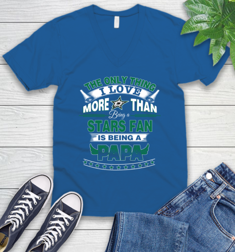 NHL The Only Thing I Love More Than Being A Dallas Stars Fan Is Being A Papa Hockey V-Neck T-Shirt 5