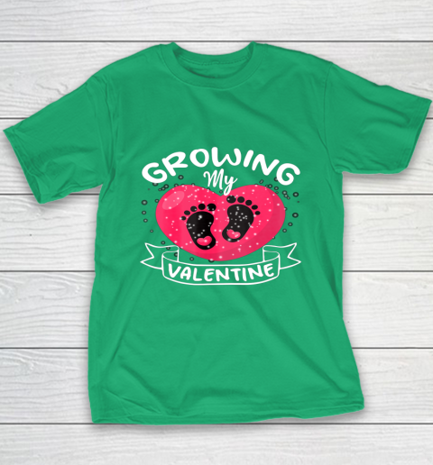 Womens Growing My Valentine literally pregnant shirt Pregnancy Wife Youth T-Shirt 13