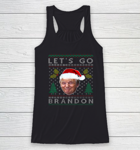 Santa Trump Let's Go Brandon Christmas Pajama Ugly Racerback Tank