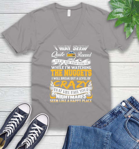 Denver Nuggets NBA Basketball Don't Mess With Me While I'm Watching My Team V-Neck T-Shirt 3