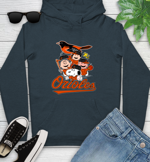 MLB Baltimore Orioles Snoopy Charlie Brown Woodstock The Peanuts Movie Baseball T Shirt_000 Youth Hoodie 10