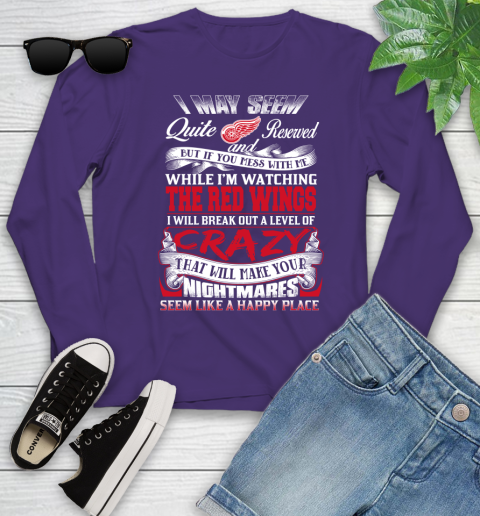 Detroit Red Wings NHL Hockey Don't Mess With Me While I'm Watching My Team Youth Long Sleeve 4