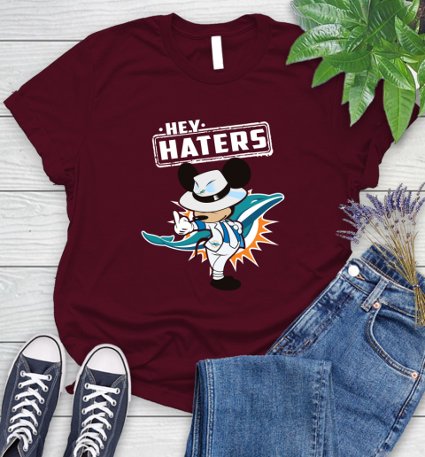 NFL Hey Haters Mickey Football Sports Miami Dolphins Women's T-Shirt 7