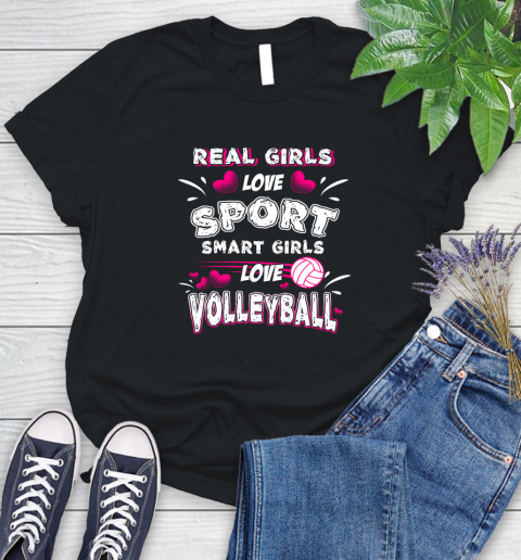 Real Girls Loves Sport Smart Girls Play Volleyball Women's T-Shirt