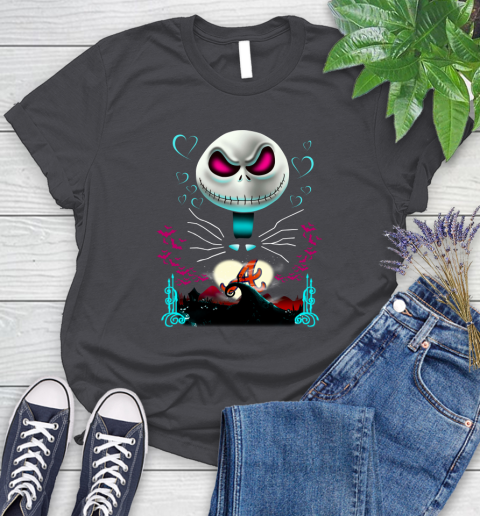 MLB Atlanta Braves Jack Skellington Sally The Nightmare Before Christmas Baseball Women's T-Shirt 8