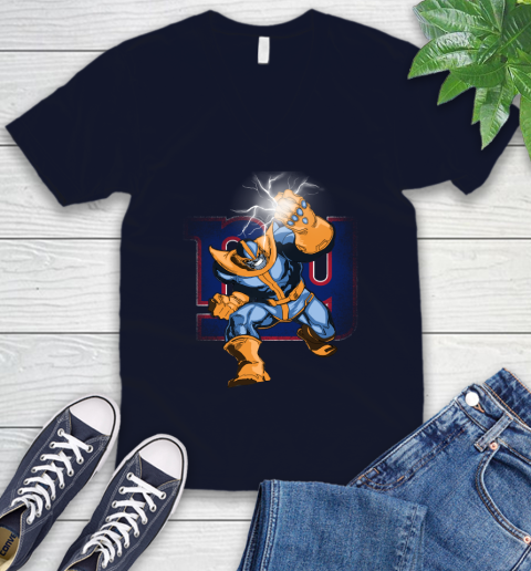 New York Giants NFL Football Thanos Avengers Infinity War Marvel V-Neck T-Shirt 2