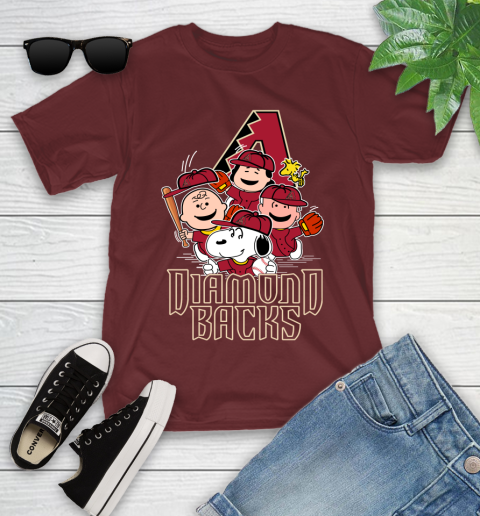 MLB Arizona Diamondbacks Snoopy Charlie Brown Woodstock The Peanuts Movie Baseball T Shirt_000 Youth T-Shirt 14