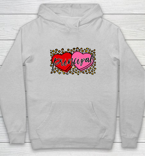 Leopard Candy Heart Principal Valentine Day Principal V Day Hoodie 12