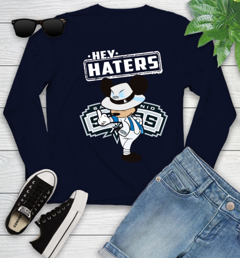 NBA Hey Haters Mickey Basketball Sports San Antonio Spurs Youth Long Sleeve 2