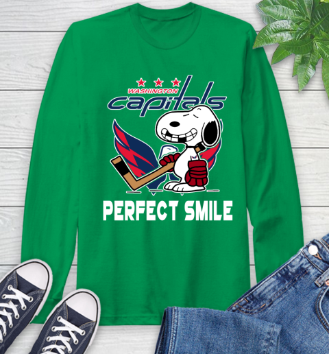 NHL Washington Capitals Snoopy Perfect Smile The Peanuts Movie Hockey T Shirt Long Sleeve T-Shirt 8